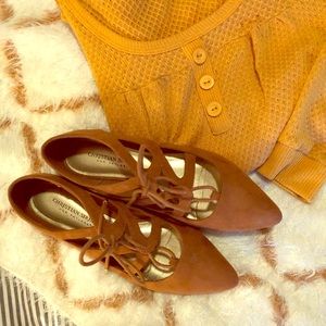Brown Lace Up Flats